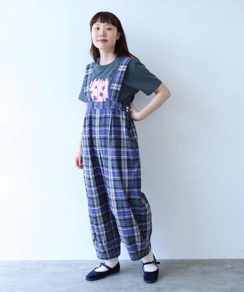 サロペット オーバーオール broken dobby check　サロペット レディースの画像