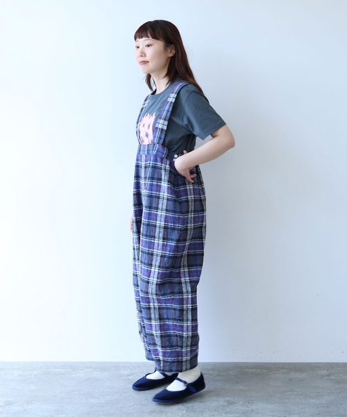 サロペット オーバーオール broken dobby check　サロペット レディースの画像