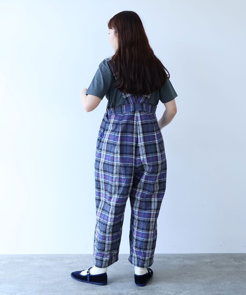 サロペット オーバーオール broken dobby check　サロペット レディースの画像