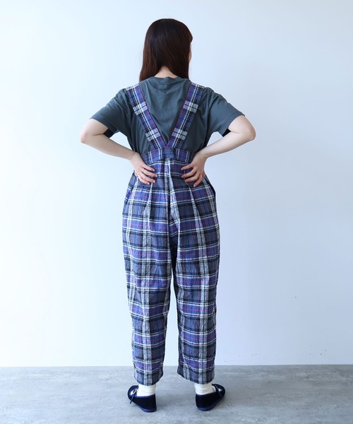 サロペット オーバーオール broken dobby check　サロペット レディースの画像