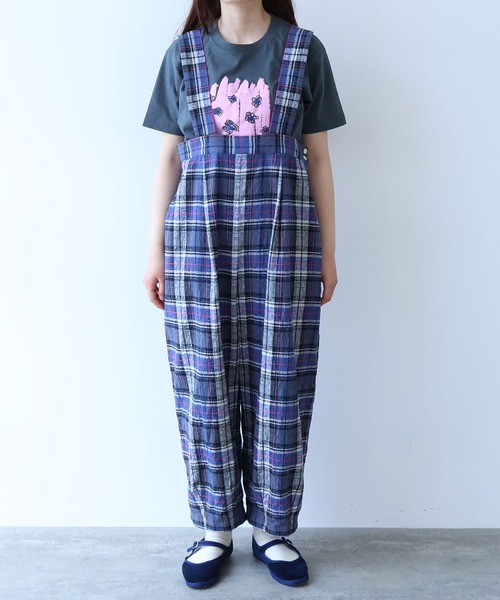 サロペット オーバーオール broken dobby check　サロペット レディースの画像