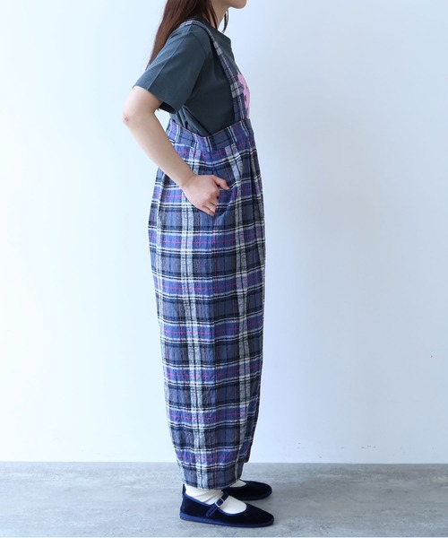 サロペット オーバーオール broken dobby check　サロペット レディースの画像
