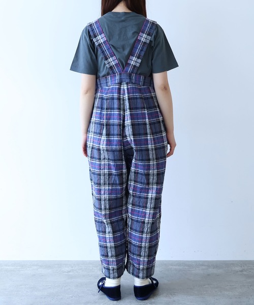 サロペット オーバーオール broken dobby check　サロペット レディースの画像