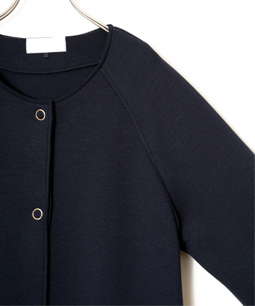 「IKKA LOUNGE」 ノーカラーコート M ダークネイビー レディース_画像5