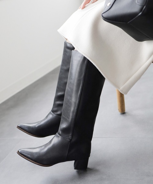 SESTO（セスト） ブーツ ポインテッドトゥストレートロングブーツ