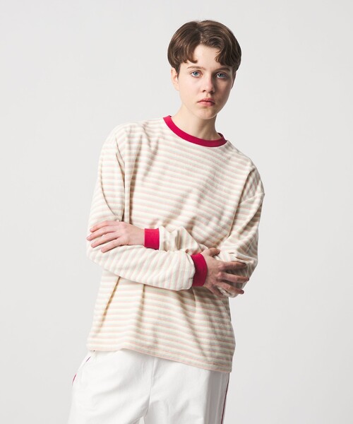 6 tシャツ 「6(ROKU)」パイル ボーダー ロングスリーブ Tシャツ