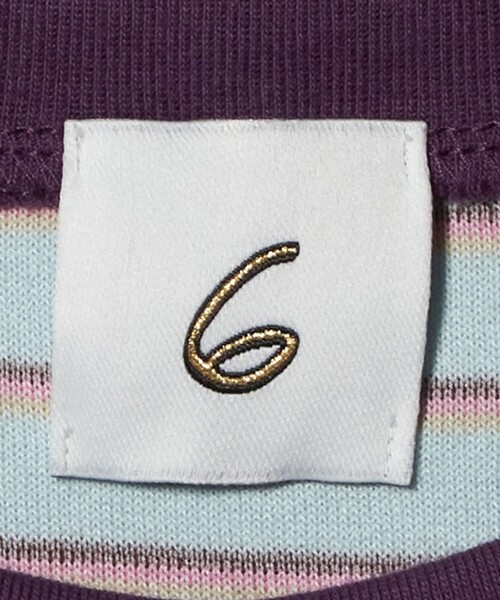 6 tシャツ 「6(ROKU)」パイル ボーダー ロングスリーブ Tシャツ