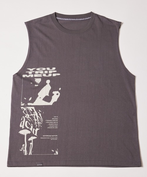 「AIVER」 ノースリーブトップス LARGE チャコールグレー メンズ_画像6