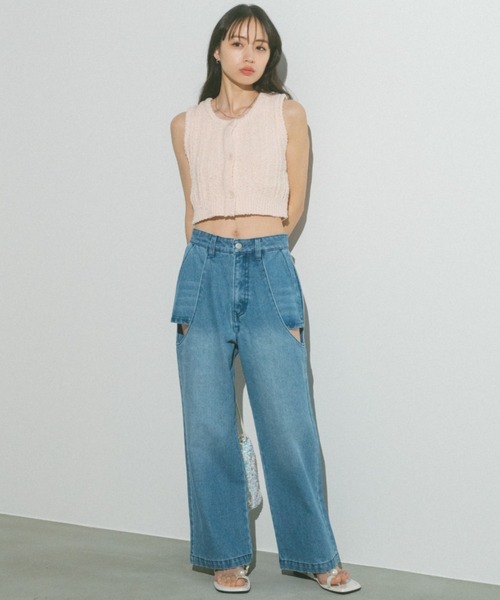 「VANNIE U」 ニットベスト FREE ネイビー レディース_画像3