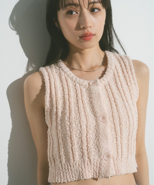 「VANNIE U」 ニットベスト FREE ネイビー レディース_画像4