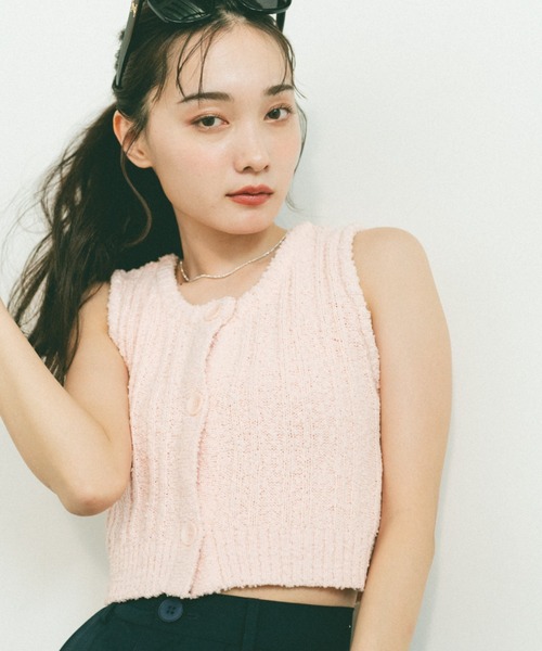 「VANNIE U」 ニットベスト FREE ネイビー レディース_画像6