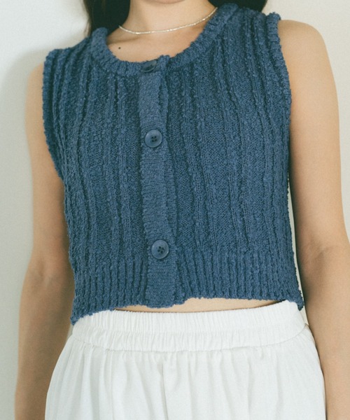 「VANNIE U」 ニットベスト FREE ネイビー レディース_画像7