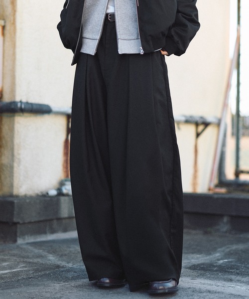 ブラック トラックワイドパンツ old  ROCHEM（ローシェン） ワイドパンツ パンツ 「セットアップ対応