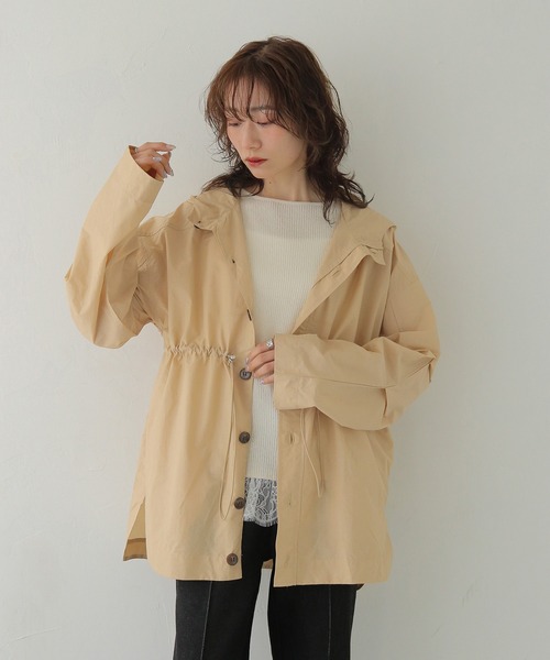 コート アウター 「CLEIO」-春アウター- セミシアーフード付きブルゾン SEMI-SHEER HOODED BLOUSON レディース_8
