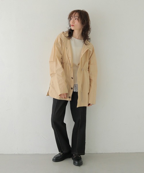 コート アウター 「CLEIO」-春アウター- セミシアーフード付きブルゾン SEMI-SHEER HOODED BLOUSON レディース_18