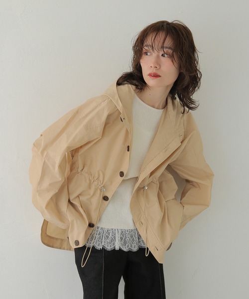 コート アウター 「CLEIO」-春アウター- セミシアーフード付きブルゾン SEMI-SHEER HOODED BLOUSON レディース_4