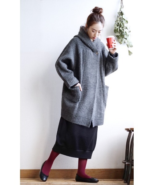 「zootie」 ニットカーディガン フリー チャコール レディース_画像7