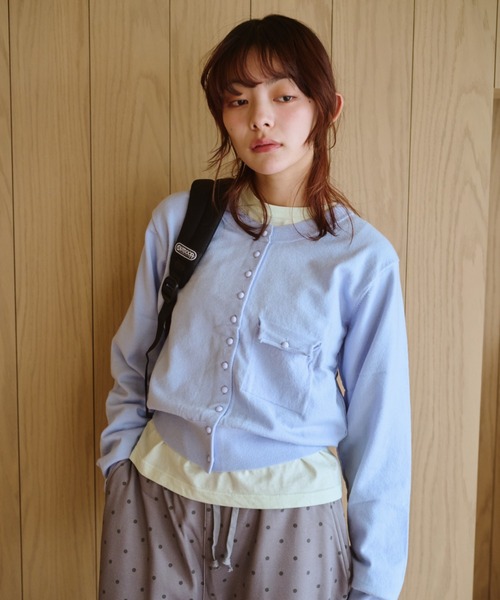 common gull products. カーディガン 夕凪のくるみボタンカーデ、芽心