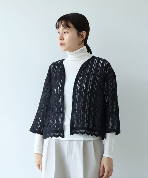 UNIONINIブラウス yuni ブラウス シャツ ○cotton wave lace 2way haori ブラウス