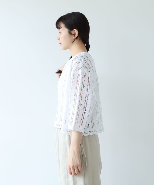 yuni ブラウス シャツ ○cotton wave lace 2way haori ブラウス