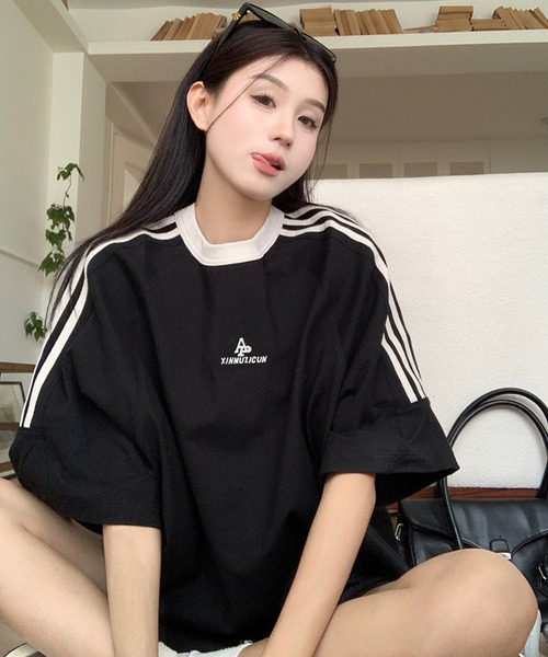 「shopnikoniko」 「LOVERS」半袖カットソー フリー ブラック レディース_画像3