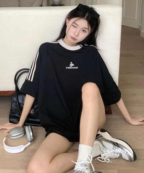 「shopnikoniko」 「LOVERS」半袖カットソー フリー ブラック レディース_画像5