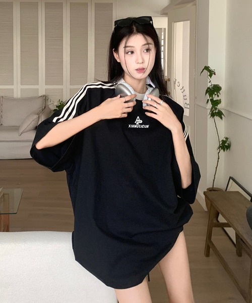 「shopnikoniko」 「LOVERS」半袖カットソー フリー ブラック レディース_画像6