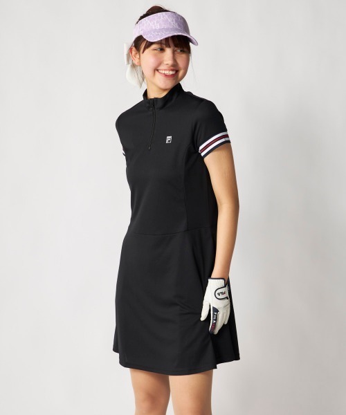札付き！FILA GOLF フィラゴルフ 半袖 ハーフジップ ワンピース千鳥柄 FILA GOLF ワンピース 半袖 「FILA GOLF:フィラゴルフ」レディース