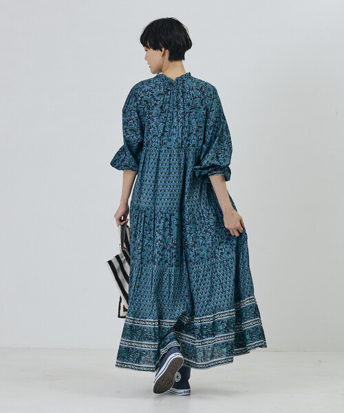 Freada(フリーダ) ワンピース インドフラワープリント4段ティアード Freada(フリーダ) ワンピース インドフラワープリント4段ティアード