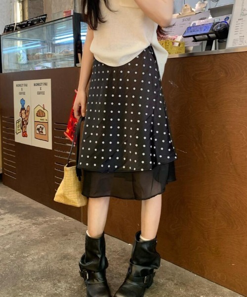 スカート シースルー レイヤード ドットスカート : ZOZOTOWN Yahoo!店