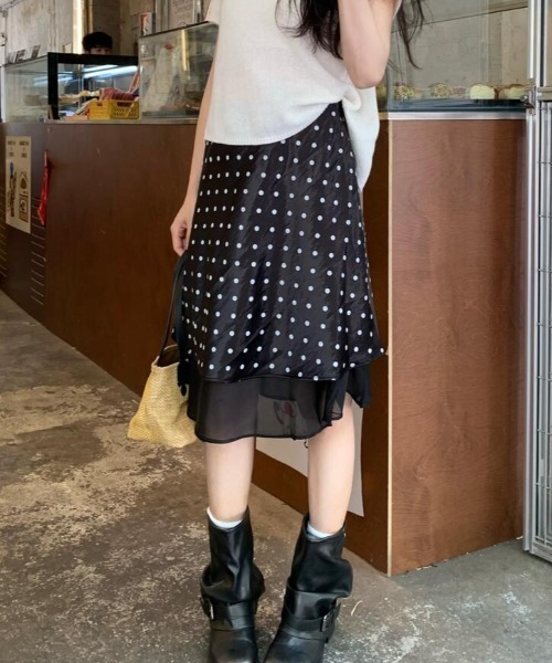 アメノチハレ　　ドットスカート　今季 スカート シースルー レイヤード ドットスカート : ZOZOTOWN Yahoo!店