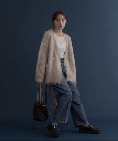 「Eimee Law」 ニットカーディガン FREE ライトブルー レディース_画像2