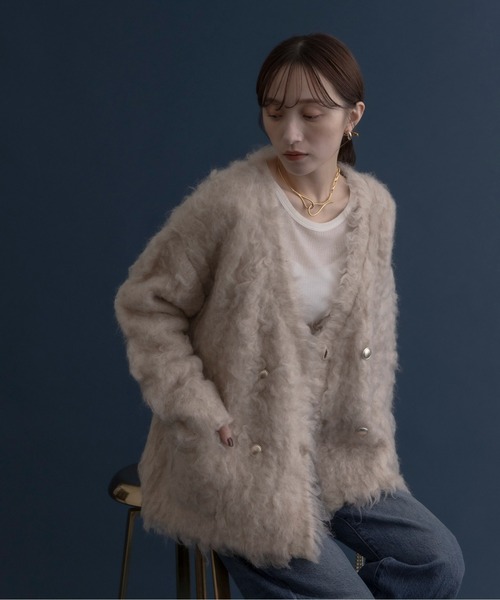 「Eimee Law」 ニットカーディガン FREE ライトブルー レディース_画像3