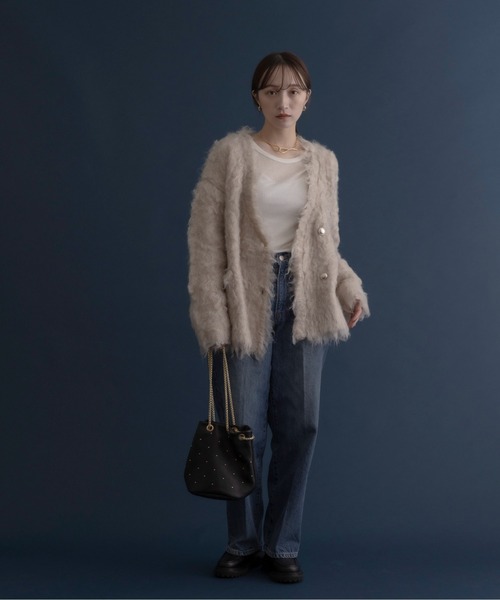 「Eimee Law」 ニットカーディガン FREE ライトブルー レディース_画像5