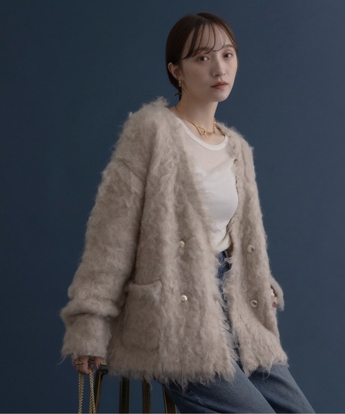 「Eimee Law」 ニットカーディガン FREE ライトブルー レディース_画像6