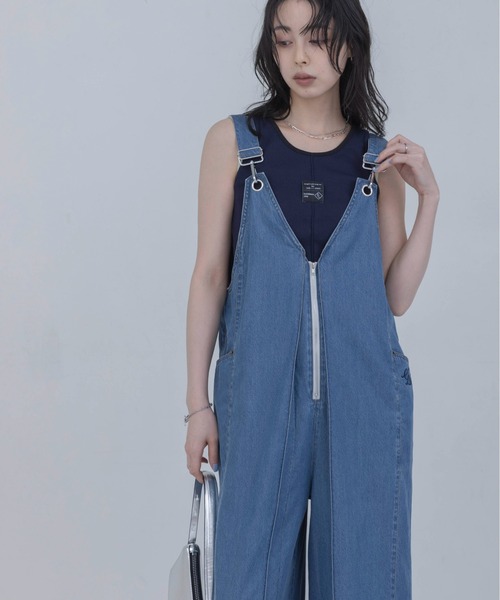 エイミーロウ デニム調サロペット Eimee Law（エイミーロウ） サロペット オーバーオール テンセルデニム