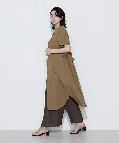 ワンピース タイプライター ロングシャツドレスの画像