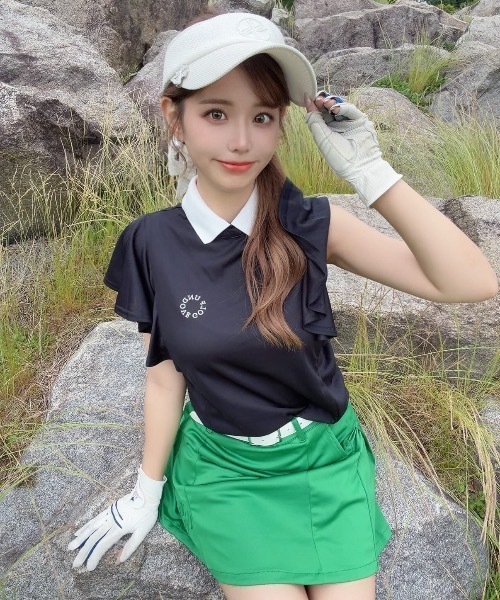 【新品】ウノピュ　レディース　トップス　ゴルフ　ノースリーブ　ウェア　フリル　S UNDOVE ゴルフ UNDOVEgolf「三枝こころコラボ」袖フリルプルオーバー
