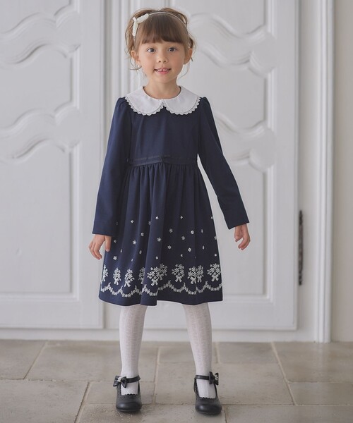 「ANY」 「KIDS」長袖ワンピース 140 ネイビー キッズ_画像3