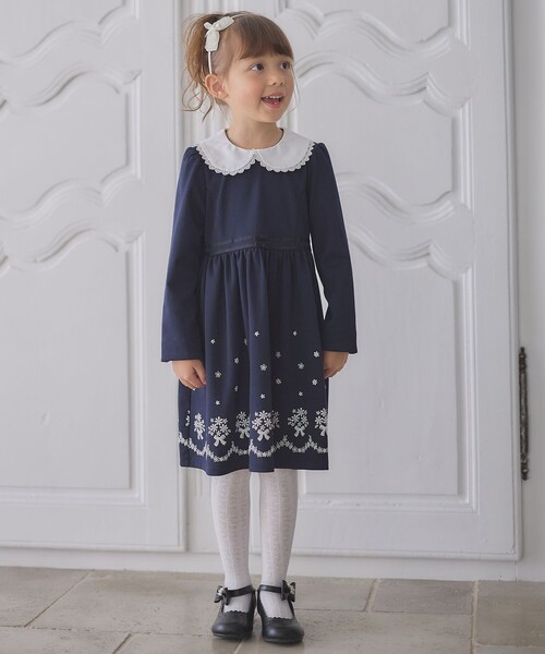 「ANY」 「KIDS」長袖ワンピース 140 ネイビー キッズ_画像4