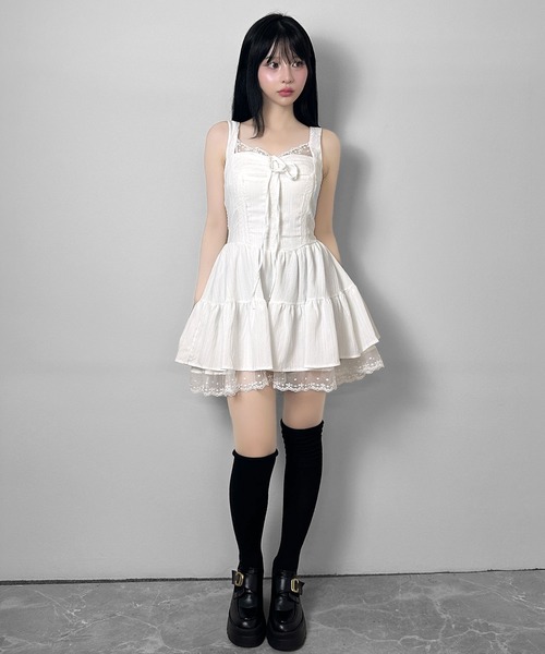 FOLLOWIN（フォロウィン） ワンピース 夏 フロントリボンレースキャミ