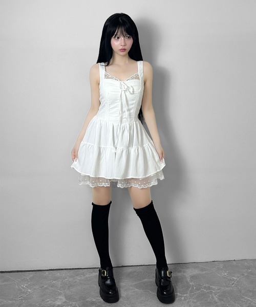 FOLLOWIN（フォロウィン） ワンピース 夏 フロントリボンレースキャミ