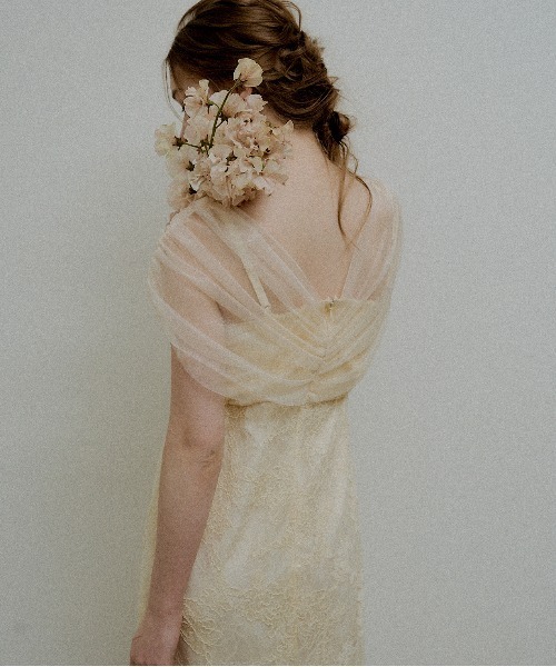 ドレス Cross tulle design flare dress