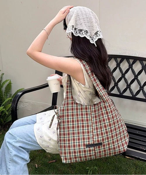 LA VORAGINE（ラ ヴォラジネ） トートバッグ バイカラー チェック柄 A4