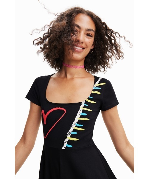 「Desigual」 半袖ワンピース X-LARGE ブラック レディース_画像4
