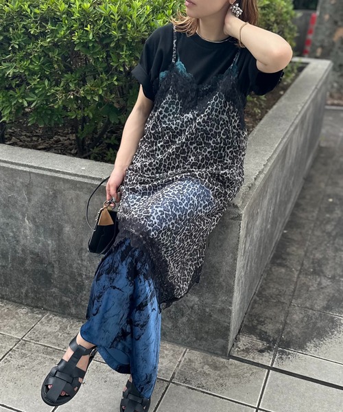 mi via loca ワンピース シアーレオパード柄 レイヤード レースキャミ
