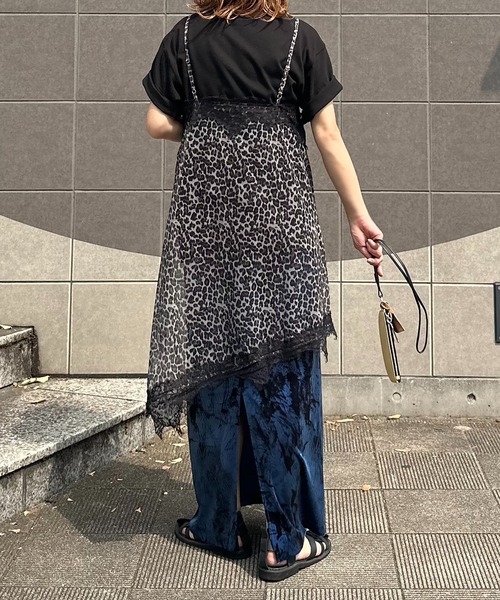 mi via loca ワンピース シアーレオパード柄 レイヤード レースキャミ