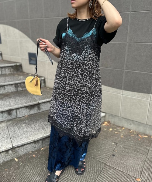 mi via loca ワンピース シアーレオパード柄 レイヤード レースキャミ