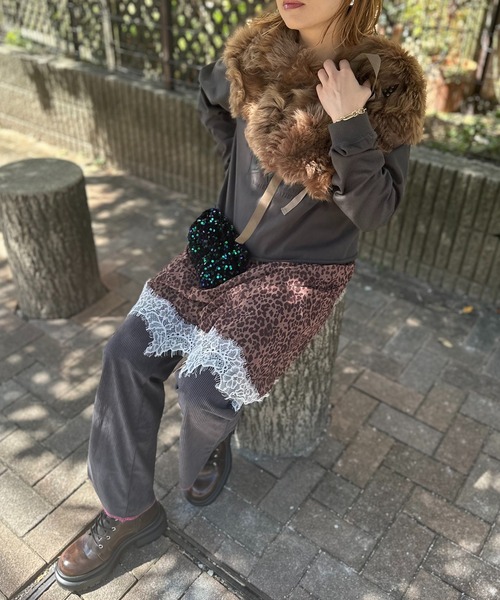 mi via loca ワンピース シアーレオパード柄 レイヤード レースキャミ