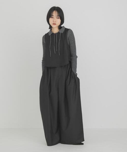 セットアップ ミニマルトップスSETワイドパンツ レディース